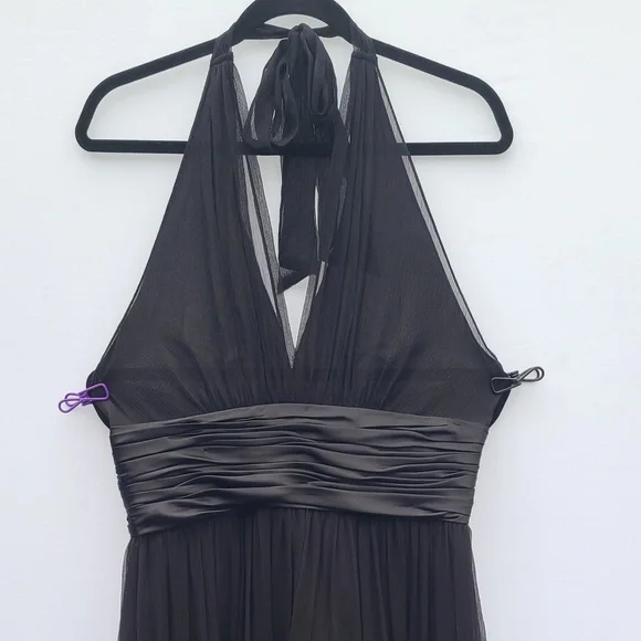 Maggy London Petites Black Halter Silk Dress